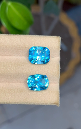 Presenting 8.00 Carats Diamond Luster Blue Zircon Gemstone Pair