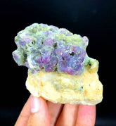 NATURAL PURPLE CORUNDUM BUNCH ON MATRIX SPECIMEN FROM KASHMIR PAKISTAN - 315 GRAM