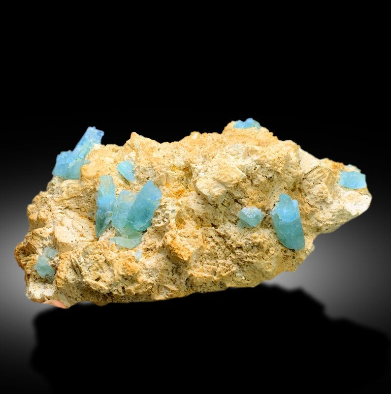 Natural Blue Aquamarine Crystals on Matrix, Mineral Specimen, Aquamarine Cluster, Aquamarine from Shigar valley Skardu Pakistan - 6.2 Kg