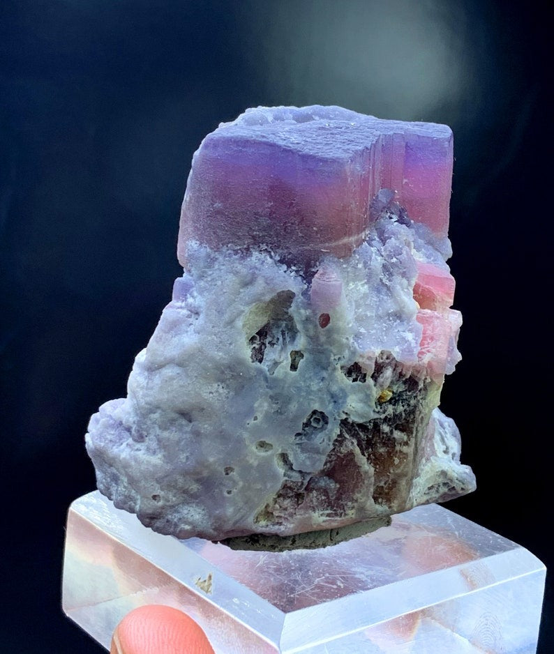 Natural Blue Cap Pink Tourmaline with Blue Mica, Crystal Specimen, Tourmaline Crystal from Badakhshan Afghanistan - 155 gram