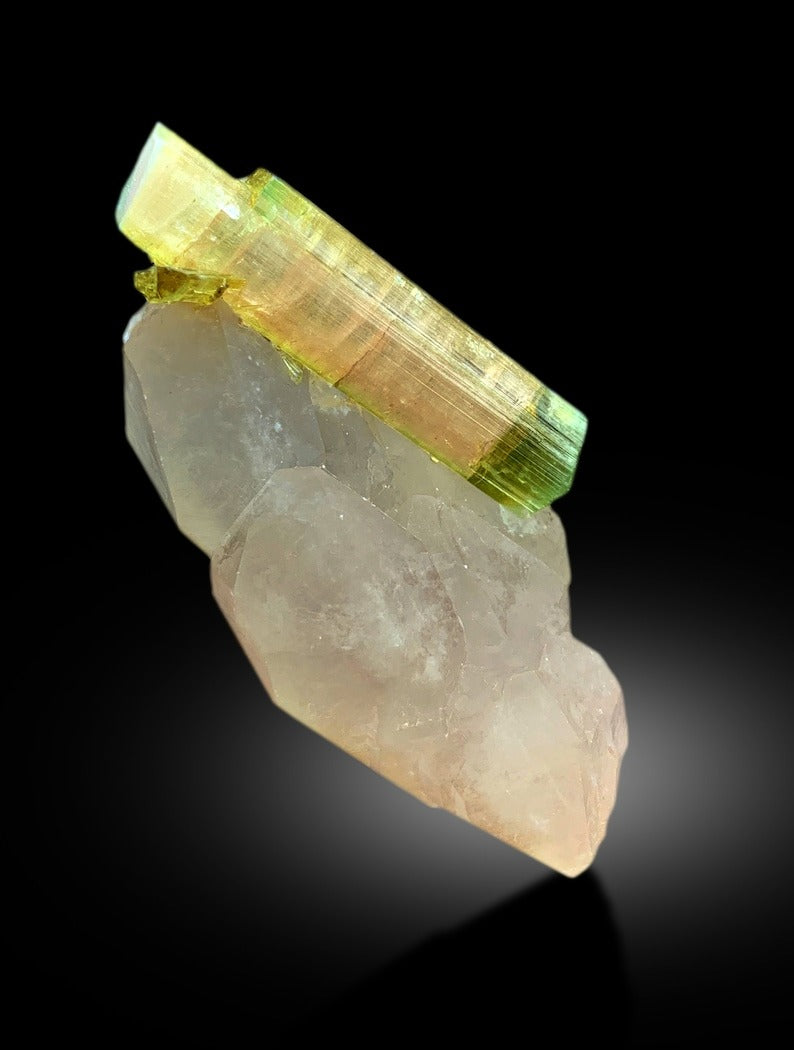 Natural Bicolor Tourmaline Crystal on Quartz, Tourmaline Specimen, Raw Mineral, Tourmaline from Paprok Afghanistan - 36 gram