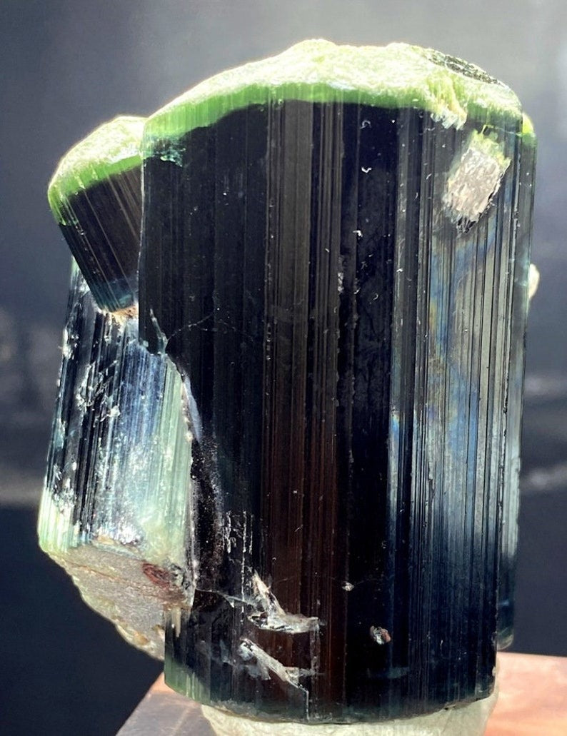 Tourmaline Crystal, Blue Cap Tourmaline, Bicolor Tourmaline, DT Tourmaline, Raw Tourmaline, Tourmaline for sale, 143 Gram , 55*42*36 mm