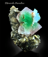 Bicolor Fluorite with Aquamarine and Mica, Fluorite Crystal, Aquamarine Specimen, Pink and Green Fluorite,Fluorite Specimen, 1059 gram