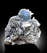 Blue Aquamarine Crystals With Calcite and Muscovite Mica Mineral Specimen From Nagar Pakistan - 827 gram