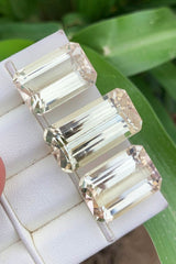 Emerald Shape Yellow Kunzite Gemstone Set, Flawless Faceted Kunzite Cut Stones, Kunzites For Jewelry Making, Gemstones Jewelry Set, 75.5 CT