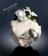 Bicolour AquaMorganite with Green Tourmalines, Morganite Specimen, Aquamarine, Tourmaline Cluster, Mineral Specimen frm AfghAnIStan, 729 g