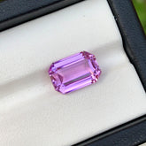 Lilac Kunzite Ring Stone, Flawless Kunzite Loose Gemstone, Emerald Cut Kunzite Gemstone, Deep Pink Kunzite Stone, 6.15 CT