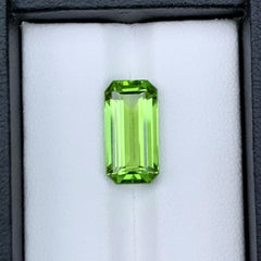 Apple Green Peridot Stone For Jewelry Making, Emerald Cut Peridot Gemstone
