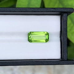 Apple Green Peridot Stone For Jewelry Making, Emerald Cut Peridot Gemstone