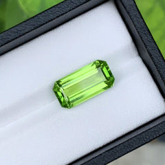 Apple Green Peridot Stone For Jewelry Making, Emerald Cut Peridot Gemstone