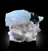 Beryl Aqua Morganite with Schorl and Lepidolite Specimen, 553 gram