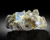 Natural Blue Color Aquamarine Crystals with Fluorite and Muscovite Mica, Aquamarine Specimen, Raw Mineral, Mineral Specimen - 708 gram