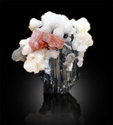 Pink Apatite Crystals with Tantalite, Schorl and Albite Mineral Specimen from Skardu Pakistan, 250 g, 68*61*53 mm