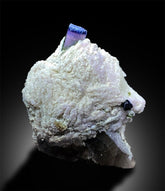 Blue Cap Tourmaline Crystals with Herderite, Lepidolite Albite Smoky Quartz Specimen from Paprok, 400 g, 128*100 mm