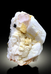 Natural Pink Color Morganite Crystal with Rare Tantalite and Feldspar, Morganite Specimen, Morganite from Skardu Pakistan - 452 gram
