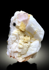 Natural Pink Color Morganite Crystal with Rare Tantalite and Feldspar, Morganite Specimen, Morganite from Skardu Pakistan - 452 gram