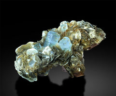 Aquamarine Crystals with Muscovite Mica, Aquamarine Cluster, Crystal Cluster, Aquamarine Specimen, Mineral Specimen, Raw Aquamarine,580 gram