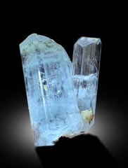Natural Terminated Twinned Sky Blue Color Aquamarine Crystals with Schorl Tourmaline, Aquamarine from Shigar valley Skardu Pakistan - 47 g