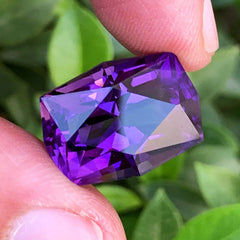 Deep Pinkish Purple Amethyst Gemstone, Fancy Cut Flawless Amethyst Cut Stone, Faceted Amethyst Ring Size Gemstone, Bluish Amethyst, 17.85 CT