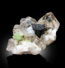Green Herderite With Schorl and Quartz Specimen From Skardu Pakistan - 79 gram