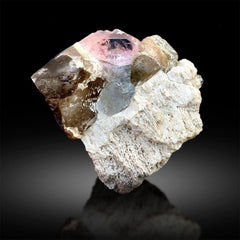 Pink Morganite Crystal with Smoky Quartz & Feldspar Specimen from Afghanistan - 1013 Gram, 99*115 mm