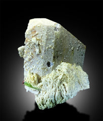 Bi-Color Tourmaline Crystal, Natural Tourmline, Tourmaline Crystal on Microcline Feldspar Albite From Paprok 821 Gram