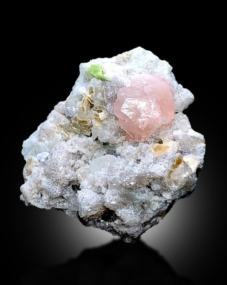 Natural Terminated Pink Color Morganite with Green Apatite and Lepidolite Mineral Specimen from Dara e Peach Afghanistan - 810 gram