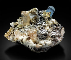 Aquamarine Specimen, Aquamarine With Topaz Schorl Quartz Mica Combo Mineral Specimen, Aquamarine From Shigar Pakistan 1387 g , 131*120 mm