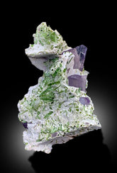 Pink Kunzite With Green Tourmline Crystals Cluster on Matrix Mineral Specimen From Afghanistan - 354 gram