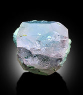 AquaMorganite with Green Tourmalines, Pink Morganite Crystal, Tourmaline Specimen, Mineral Specimen, Pink Morganite with Blue Core, 90 Gram