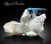 Blue Cap Tourmaline with Cleavlandite and Smoky Quartz Mineral Specimen from Paprok - 164 gm