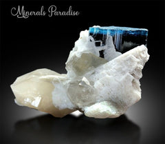 Blue Cap Tourmaline with Cleavlandite and Smoky Quartz Mineral Specimen from Paprok - 164 gm