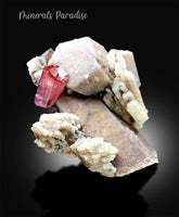 Rubelite Pink Tourmaline Crystal with Smoky Quartz and Feldspar, Tourmaline Specimen, Tourmaline for sale, Tourmaline from Paprok, 195 gram