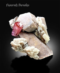 Rubelite Pink Tourmaline Crystal with Smoky Quartz and Feldspar, Tourmaline Specimen, Tourmaline for sale, Tourmaline from Paprok, 195 gram