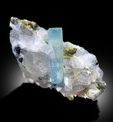 Terminated Blue Aquamarine Crystal With Mica Schorl Quartz and Feldspar Combo Specimen From Skardu Pakistan - 780 gram