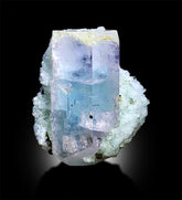 AquaMorganite with Green Tourmalines, Pink Morganite Crystal with Blue Core, Tourmaline cluster, Mineral Specimen, Bicolor Beryl, 54 Gram