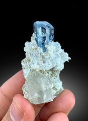 Terminated Blue Aquamarine With Albite and Quartz Specimen From Shigar Valley SKardu Pakistan - 45 gram