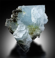 Aquamarine Crystals Cluster Specimen with Mica from Gilgit Pakistan - 514 g, 97*98*56 mm