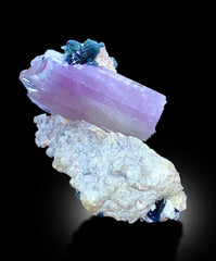 Kunzite Specimen, Terminated Pink Kunzite With Blue Tourmalines on Feldspar, Mineral Specimen, Kunzite From Afghanistan - 214 gram