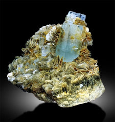 Aquamarine Crystals with Muscovite Mica, Terminated Aquamarine Crystals, Aquamarine Cluster, Aquamarine Crystals, Mineral Specimen, 1033 g