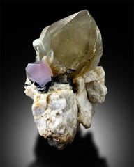 Morganite Specimen with Tourmaline, Smoky Quartz Specimen from Afghanistan - 865 g, 105*100*75 mm