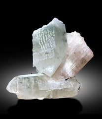 Natural Peach Pink Color Kunzite with Indicolite Blue Tourmalines and Quartz, Kunzite Specimen, Quartz Crystals, Raw Mineral - 462 gram