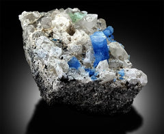 Blue Aquamarine, Natural Aquamarine, Topaz Crystal, Fluorite and Quartz Specimen, Fine Minerals, Aquamarine For Sale 522 Gram