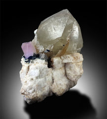 Morganite Specimen with Tourmaline, Smoky Quartz Specimen from Afghanistan - 865 g, 105*100*75 mm