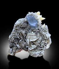 Blue Aquamarine Crystals With Calcite and Muscovite Mica Mineral Specimen From Nagar Pakistan - 827 gram