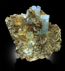 Aquamarine Crystals with Muscovite Mica, Terminated Aquamarine Crystals, Aquamarine Cluster, Aquamarine Crystals, Mineral Specimen, 1033 g
