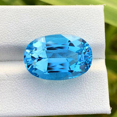Beautiful Swiss Blue Topaz Loose Gemstone, Electric Blue Topaz Gemstone, Oval Topaz Cut Stone, Faceted Topaz For Jewelry Making, 20.5 CT