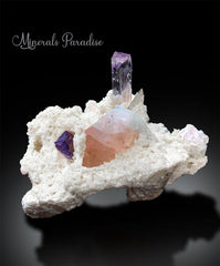 Morganite with Kunzite and Albite Specimen, Kunzite Crystal, Natural Kunzite, Fine Minerals, Kunzite Specimen from Afghanistan, 260 g