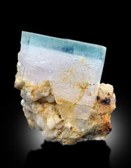 Terminated AquaMorganite With Feldspar Mineral Specimen From Skardu Pakistan - 92 gram