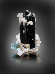 Aquamarine with Apatite on Schorl, Natural Aquamarine, Apatite Stone, Fine Mineral, Raw Gems, Aquamarine Mineral Specimen - 299 Gram